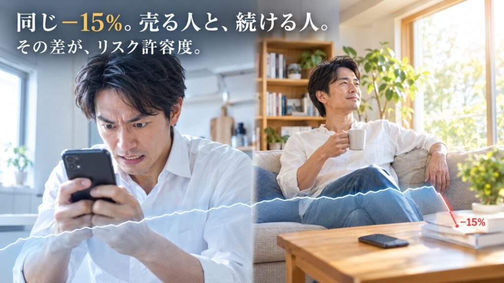 同じ−15%の下落。売る人と、続ける人。その差がリスク許容度