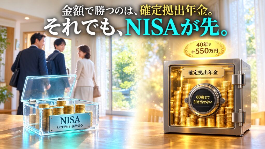 NISAと確定拠出年金の優先順位。開いたケースのNISAと、60歳まで引き出せない金庫の確定拠出年金